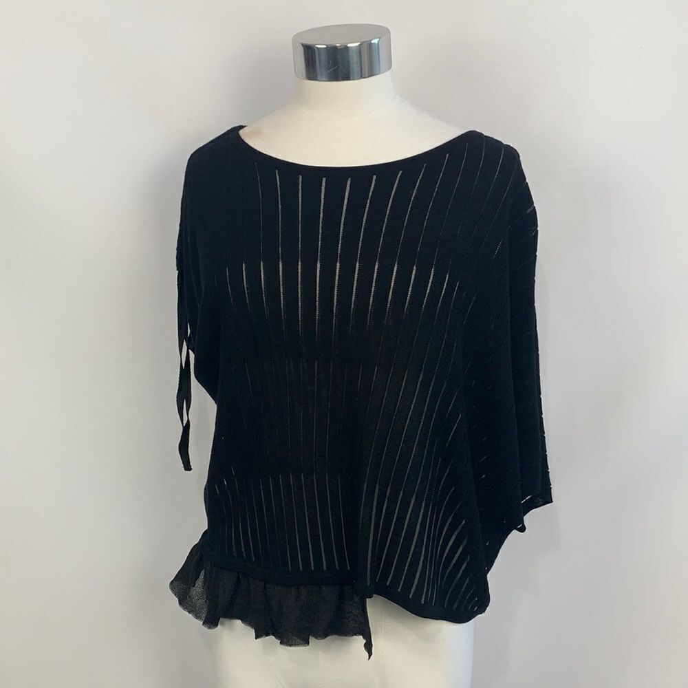 Twin-Set NWT black ribbed mesh bottom sweater